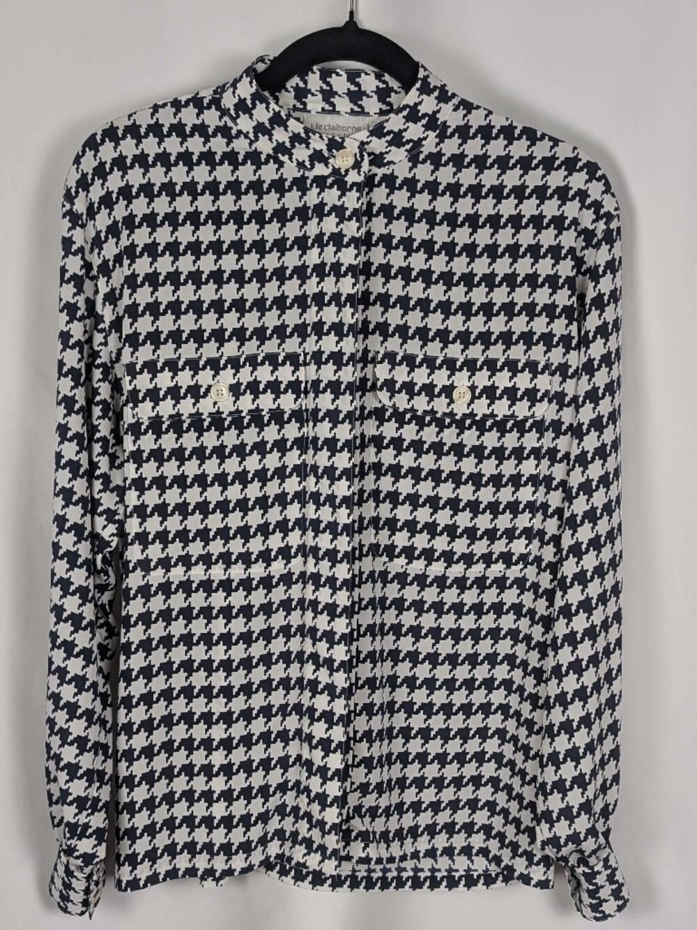 Vintage Liz Claiborne Collection Houndstooth Pattern Blouse - Size Medium